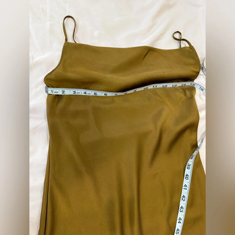 Fleur du Mal Satin Slip Midi Dress in Metallic Gold - Picture 4 of 6